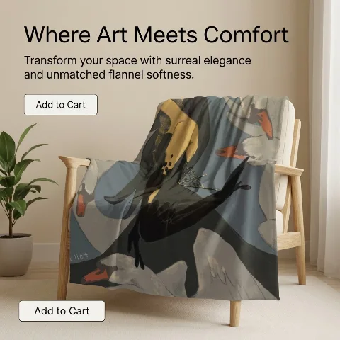 Mollet Art Flannel Throw Blanket, Swan Lake Woman and Swans Painting Print, Cozy Fleece Bed Blanket for Couch Bed Sofa, Soft Hypoallergenic Warm Plush Decor, Easy Care Machine Washable