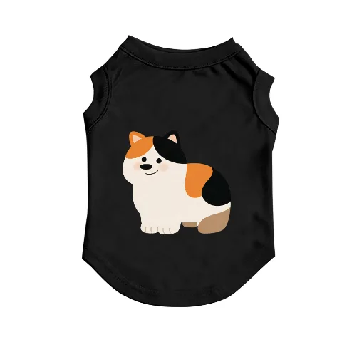 PetTrendy Pet Dog T-shirt, cute cartoon three-color cat print breathable vest, black summer thin and comfortable moisture-wicking dog clothes. Suitable for small and medium-sized dogs such as Teddy, French Bulldog, Pomeranian, Schnauzer, and cats. Made of soft, skin-friendly, high-quality polyester fabric. Available in multiple colors including black, white, gray, and red. High elasticity, durable, wrinkle-resistant, and won't deform after washing. Offers a wide range of sizes from XS to 4XL to meet the clothing needs of pets of all body types.