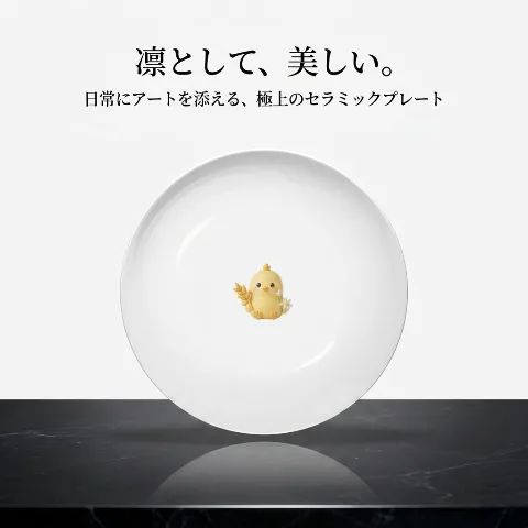 HomeDecor Ceramic Decorative Plate, Ceramic Dinner Plate, Cute Chick Character Design, For Entryway, Living Room, Office, Desktop, Wall Hanging, Interior Accessory, Decoration, High-Quality Ceramic Material, Sturdy, Durable, Smooth Texture, Easy to Clean with a Damp Cloth, Single-Sided Printing, Vivid Colors, Display Stand and Hanging Spring Hook Included, Birthday, Anniversary, Housewarming Gift, Present, 510g, White, Round