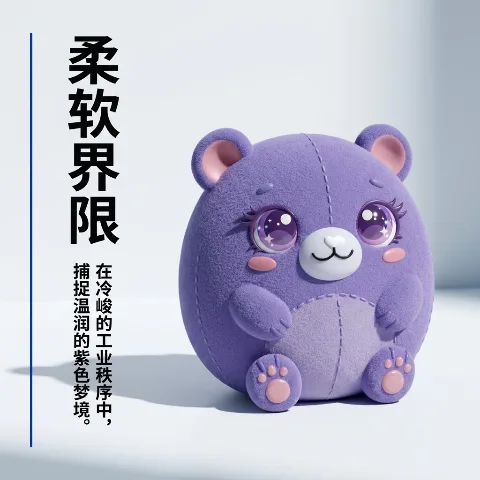 (Pre-sale) Cute and cool purple big-eyed cartoon round bear figurine, trendy and adorable sitting bear desktop ornament toy. Made of eco-friendly, safe polymer PVC material with a micro-velvet touch, featuring exquisite simulated stitching details with high fidelity. Suitable for home study, computer desk ambiance, and office desktop fun healing decoration. Uses high-definition digital printing for vibrant, long-lasting, fade-resistant colors with quality assurance. Available in 6cm, 8cm, and 10cm sizes to meet different placement needs. Perfect as a creative and exquisite gift for friends, family, boys, and girls on holidays or birthdays.