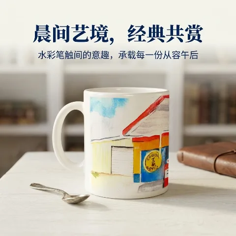 Sunny days at the gas station, Exotic shimmering light series, eco-friendly ceramic mug
