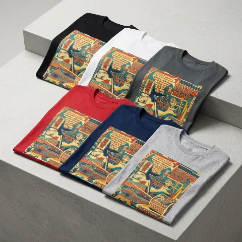 Creative T-shirt featuring Guyuan, Ningxia architectural craftsmanship, made of cotton 👕