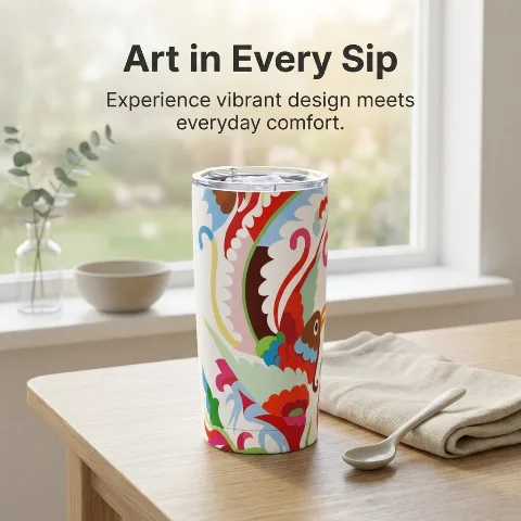 Premium Folk Art Inspired Travel Cup