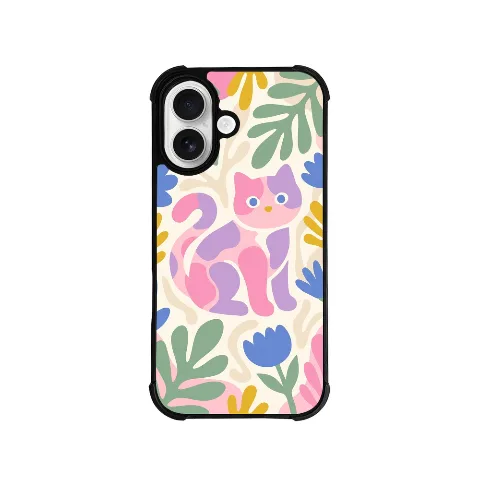 Cartoon cat embossed TPU phone case, suitable for 6.02-inch phones, features drop protection, black frame, slim and durable design, precise cutouts, and a comfortable grip.