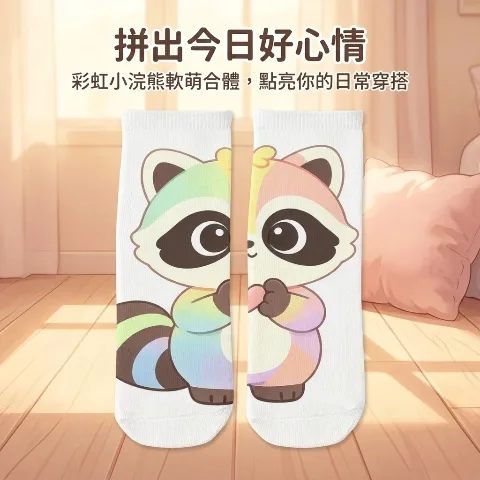 75g polyester socks with single-sided printing. The polyester material is breathable and comfortable, perfect for sports and casual wear. Eco-friendly, fade-resistant dyeing. Highly elastic cuffs provide a snug fit. Unisex design with unique cartoon patterns.