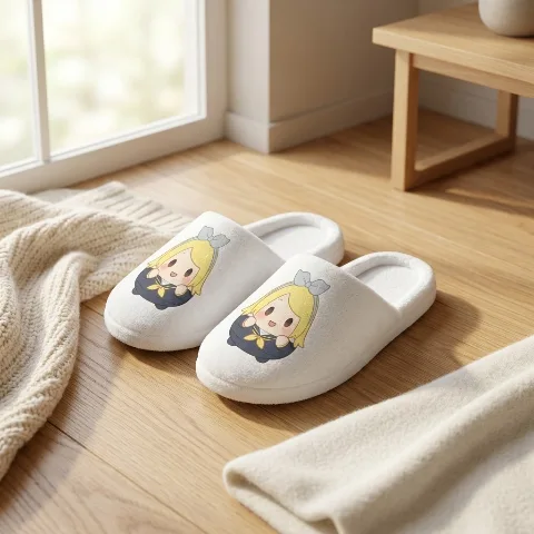 FUWARI Flannel Slippers, fluffy room shoes, warm, cold-proof, indoor footwear, thick, cushioned, for men and women, unisex, silent, non-slip, durable, elastic, comfortable cotton slippers, stylish and cute character design print, for indoor use, home use, guests, office, travel, hotel quality, machine washable, lightweight, easy care, washable, autumn/winter, cold protection, wide range of sizes available (22.5cm-28.5cm).