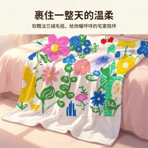 Flannel blanket 30x40 inches single-sided printed flannel blanket white anti-pilling, soft and durable, quick-drying and easy to care for, hypoallergenic suitable for asthma sufferers