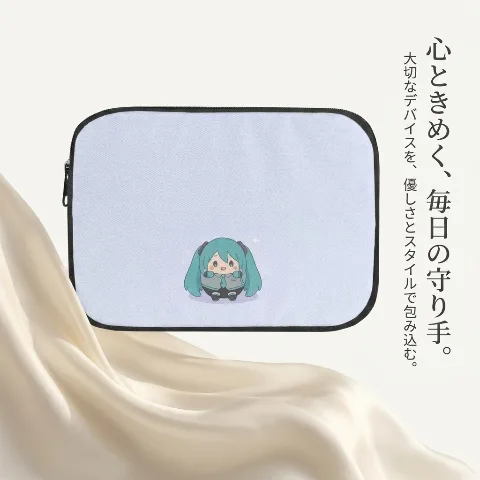 Omochi Laptop Sleeve 13 inch, cute anime character illustrated laptop bag, MacBook Air Pro, iPad Pro 12.9 inch, compatible with various 13-13.3 inch laptops and tablets, three-layer structure shock-absorbing cushioned polyester fabric, water-repellent, anti-fouling, scratch-resistant, smooth zipper, lightweight, slim, for school, commuting, daily use, unisex