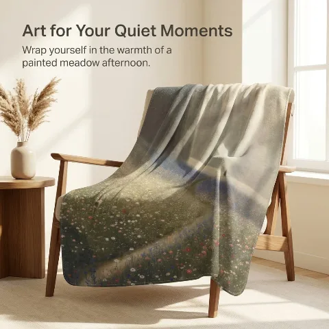 soul-dust Flannel Throw Blanket, Wildflower Meadow Scenic Path Cozy Fleece Blanket, Soft Lightweight Warm Bedding for Couch Sofa and Bed, Hypoallergenic Non-Shedding Premium Travel Gift