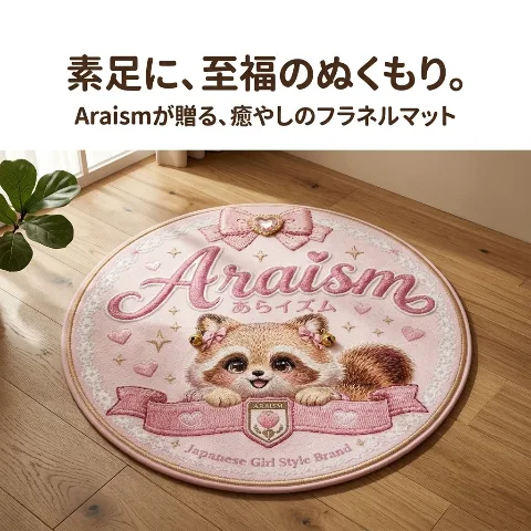 Araism Flannel Round Blanket, 23.6-59.1 inches selectable, non-slip absorbent quick-drying mat, soft and comfortable touch, Japanese-style design, built-in high-density sponge, for home bathroom or kitchen