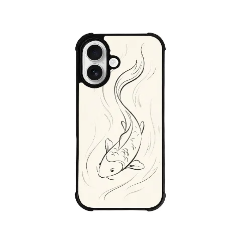 Unbranded carp pattern phone case, TPU material, suitable for 6.02-inch phones, durable and drop-resistant, lightweight and portable, black style, fine protection and comfortable grip.
