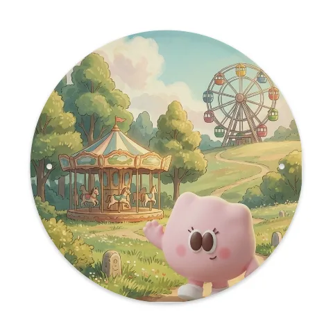 Nibble 8" Round Tin Sign Vintage White Metal