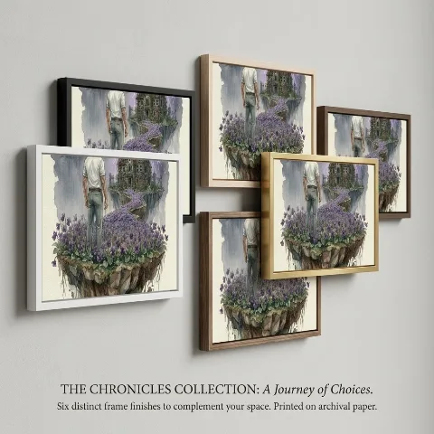 VividArt Framed Canvas Wall Art, Floating Island House Watercolor Painting, Modern Fantasy Landscape Artwork for Living Room Office, PS Textured Frame, Ready to Hang, Multiple Sizes & Colors