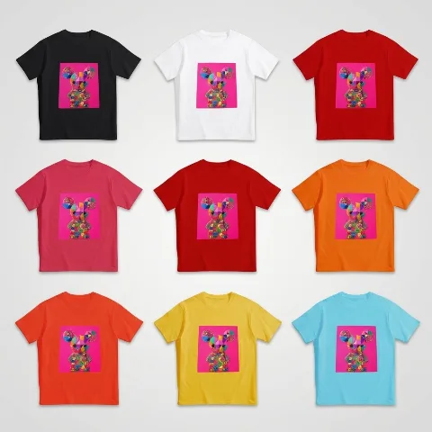 Children's short-sleeve T-shirt, pure cotton, breathable, single-sided print, regular fit, 100-150cm, multiple colors available, exquisite craftsmanship, moisture-wicking, comfortable, essential for summer leisure.