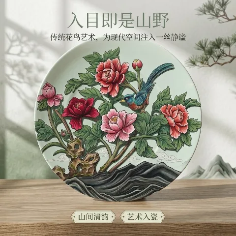 Ningxia intangible cultural heritage pattern ceramic decorative plate